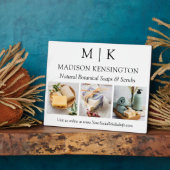 ミニマルなモノグラムまたはロゴの追加ビジネス3枚の写真 フォトプラーク (側面)