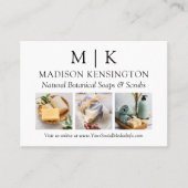 ミニマルなモノグラムまたはロゴの追加ビジネス3枚の写真 名刺 (正面)