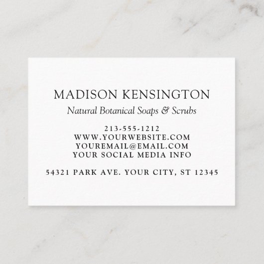 ミニマルなモノグラムまたはロゴの追加ビジネス3枚の写真 名刺 (裏面)