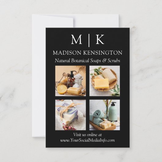 ミニマルなモノグラムまたはロゴの追加ビジネス4写真 カード (正面)