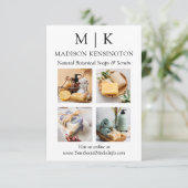 ミニマルなモノグラムまたはロゴの追加ビジネス4枚の写真 カード (スタンド正面)