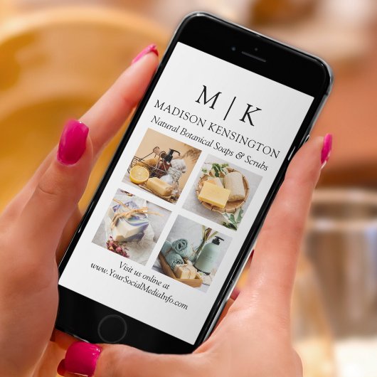 ミニマルなモノグラムまたはロゴの追加ビジネス4枚の写真 カード