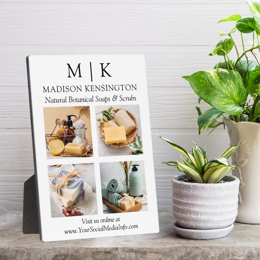 ミニマルなモノグラムまたはロゴの追加ビジネス4枚の写真 フォトプラーク