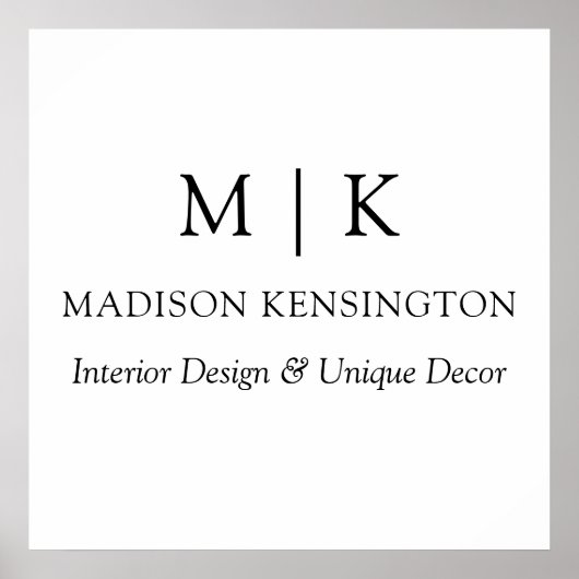 ミニマルなモノグラムまたはロゴの追加ビジネス ポスター (正面)