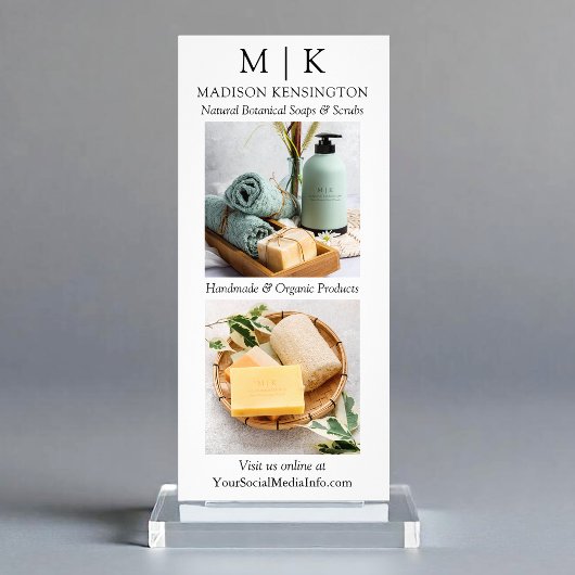 ミニマルなモノグラムまたはロゴの追加フォトビジネス ラックカード