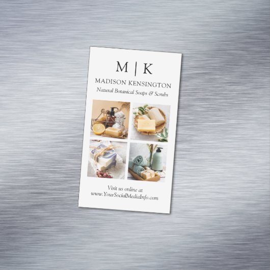 ミニマルなモノグラムまたはロゴの追加4枚の写真 マグネット名刺 (インサイチュ)