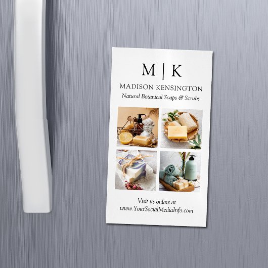 ミニマルなモノグラムまたはロゴの追加4枚の写真 マグネット名刺