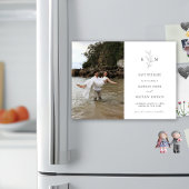 ミニマルなモノグラムオリーブの葉の日付を保存 マグネット招待状