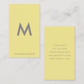 ミニマルなモノグラムグレー黄色の背景 名刺 (正面/裏面)