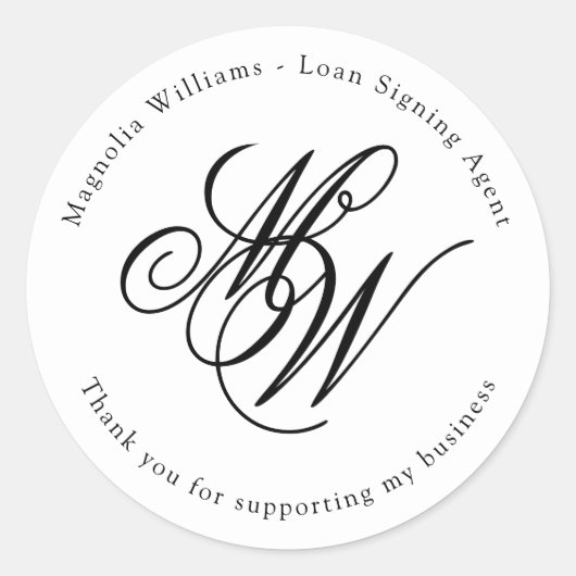 ミニマルなモノグラムスモールビジネスサンキュー ラウンドシール (正面)