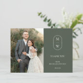 ミニマルなモノグラムモス結婚グリーンの写真 サンキューカード (スタンド正面)