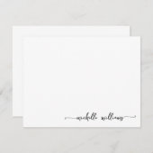 ミニマルなモノグラム名スタイリッシュ署名スクリプト ノートカード (正面/裏面)