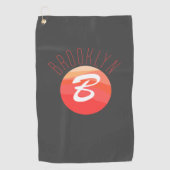 ミニマルなモノグラム文字Bコーラルオレンジグレー ゴルフタオル (正面)