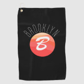 ミニマルなモノグラム文字Bコーラルオレンジブラック ゴルフタオル (正面)