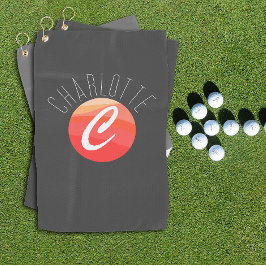 ミニマルなモノグラム文字Cコーラルオレンジグレー ゴルフタオル