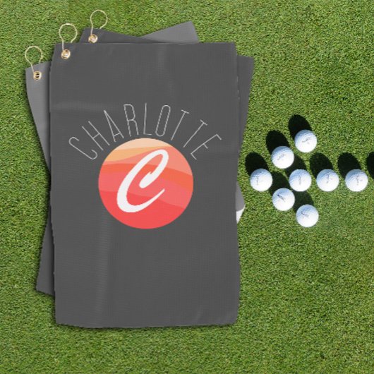 ミニマルなモノグラム文字Cコーラルオレンジグレー ゴルフタオル