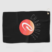 ミニマルなモノグラム文字Cコーラルオレンジブラック ゴルフタオル (横)