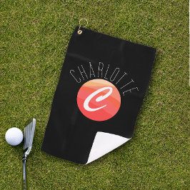 ミニマルなモノグラム文字Cコーラルオレンジブラック ゴルフタオル