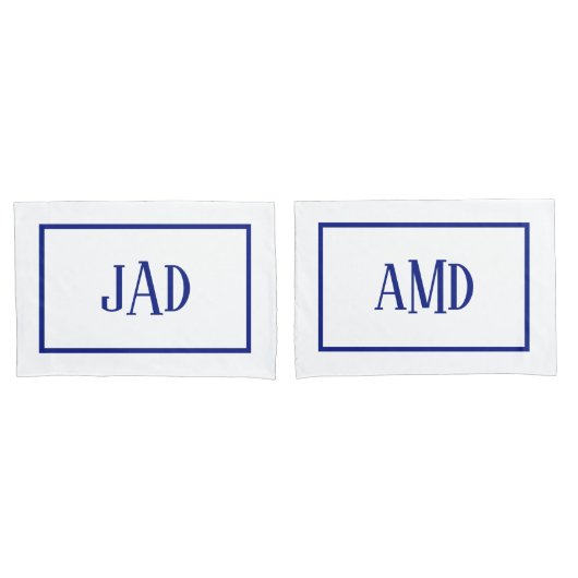 ミニマルなモノグラム海軍ブルーホワイト長方形 枕カバー (フロントセット)