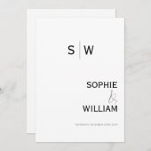 ミニマルなモノグラム結婚アンパサンド 招待状 (正面/裏面)