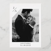 ミニマルなモノグラム結婚フォトの箔招待状 箔招待状 (裏面)