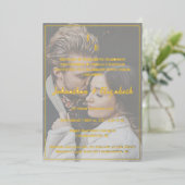 ミニマルなモノグラム結婚フォトの箔招待状 箔招待状 (立ち正面)