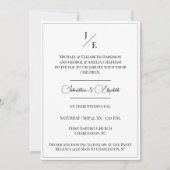 ミニマルなモノグラム結婚フォト | ヘビーホワイト 招待状 (正面)