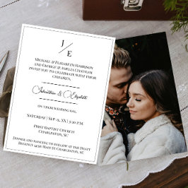 ミニマルなモノグラム結婚フォト | ヘビーホワイト 招待状