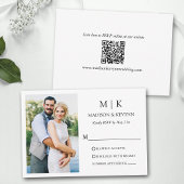 ミニマルなモノグラム結婚写真のQRコード 出欠カード