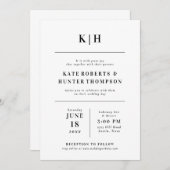 ミニマルなモノグラム結婚式招待状 招待状 (正面/裏面)