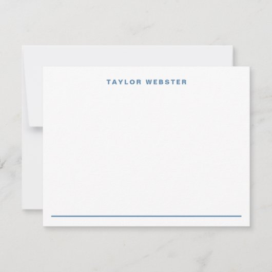 ミニマルなモノグラム縁どダスティブルーはっきりしたタイプ ノートカード (正面)