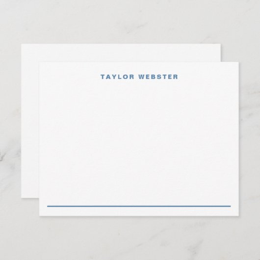 ミニマルなモノグラム縁どダスティブルーはっきりしたタイプ ノートカード (正面/裏面)