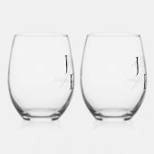 ミニマルなモノグラム花嫁と花婿 ステムなしワイングラス (右)