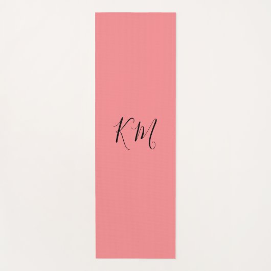 ミニマルなモノグラム黒イニシャルピンクヨガマット ヨガマット (正面)
