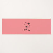 ミニマルなモノグラム黒イニシャルピンクヨガマット ヨガマット (正面(横))