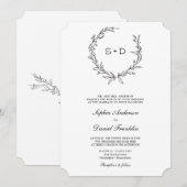 ミニマルなモノグラム フォーマル ウェディング 招待状 (正面/裏面)