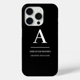 ミニマルなモノグラム ブラック＆ホワイト モダン iPhone 15 PROケース
