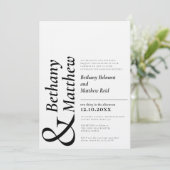 ミニマルなモノ白黒グラフィック結婚文字 招待状 (スタンド正面)