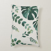 ミニマルなモンステラと緑のパターンモダン- アクセントクッション (裏面(縦))