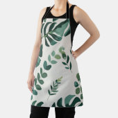 ミニマルなモンステラと緑のパターンモダン- エプロン (インサイチュ)