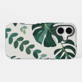 ミニマルなモンステラと緑のパターンモダン- iPhone 16ケース (裏面横)