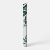 ミニマルなモンステラと緑のパターンモダン- iPhone 16ケース (左側面)