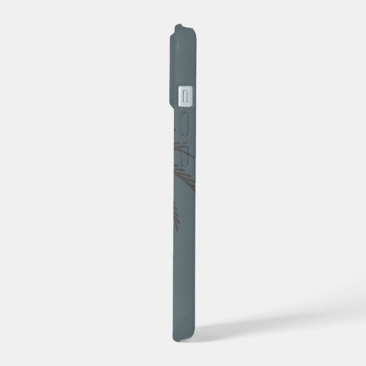 ミニマルなヤシの木柄 ブルーグレー トロピカル iPhone 15ケース (左側面)
