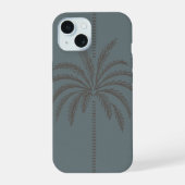 ミニマルなヤシの木柄 ブルーグレー トロピカル iPhone 15ケース (裏面)
