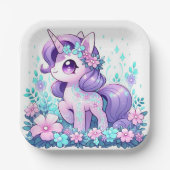 ミニマルなユニコーン赤ちゃんシャワー ペーパープレート (正面)