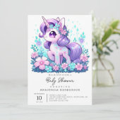 ミニマルなユニコーン赤ちゃんシャワー 招待状 (スタンド正面)