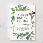 ミニマルなユーカリの水の色の緑の移動 案内状 (正面)