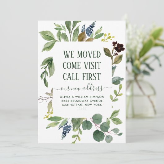 ミニマルなユーカリの水の色の緑の移動 案内状 (スタンド正面)