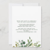 ミニマルなユーカリの水の色の緑の移動 案内状 (裏面)