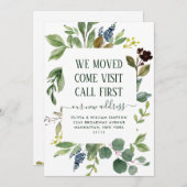 ミニマルなユーカリの水の色の緑の移動 案内状 (正面/裏面)